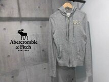 ABERCROMBIE&FITCH アバクロンビー＆フィッチ A&F ロゴワッペン スウェット ジップパーカーM/ZIPフーディ/灰 グレー/メンズ_画像1