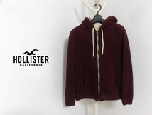 HOLLISTER ホリスター 裏ボアフリース ニットジップパーカーS/ZIP フーディ/バーガンディ/アバクロ A&Fアバクロンビー＆フィッチ_画像1