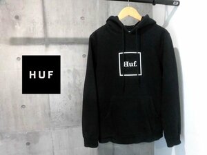 HUF ハフ/ボックスロゴプリント スウェットパーカーM/プルオーバー フーディ/黒 ブラック/メンズ/スケートボード