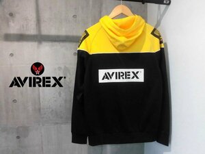 美品 AVIREX アヴィレックス アビレックスHoodie Athletic Jacket フード付き トラックジャケットL/ジャージパーカー/黒黄/メンズ/6163333