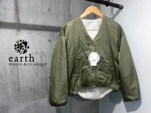 新品 earth music&ecology アースミュージック＆エコロジー リバーシブル ノーカラーショートボアブルゾンF/ジャケット/女性用/1U98L1Y0100