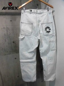 AVIREX アヴィレックス アビレックス PAINTER PANT Circle Logo サークルロゴ刺繍 ペインターパンツS/ワークパンツ/白/メンズ/606222106