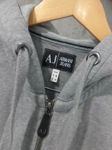 ARMANI JEANS アルマーニジーンズ ロゴプリント スウェット ジップパーカー/US S EU M/ZIPフーディ/ジップアップ パーカー/グレー/メンズ_画像4