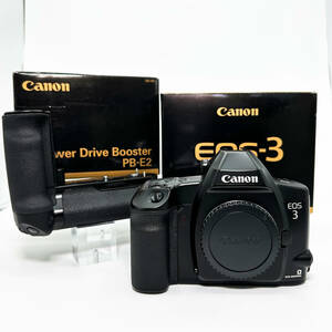 ◆美品 動作品◆ キャノン Canon EOS-3 ボディ＋ パワー ドライブブースター PB-E2 バッテリーグリップ フィルムカメラ 箱 付属品あり 