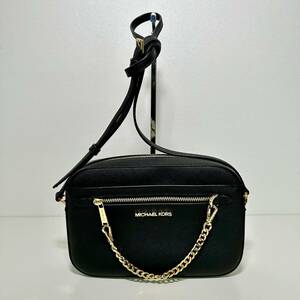 美品☆ MICHAEL KORS マイケルコース 35S1GTTC7L ショルダーバッグ レディース BLACK 黒 ブラック ゴールド チェーン 【3433】 