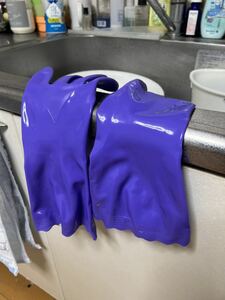 ビルパールのゴム手袋　ビニール手袋　中古　L 紫色