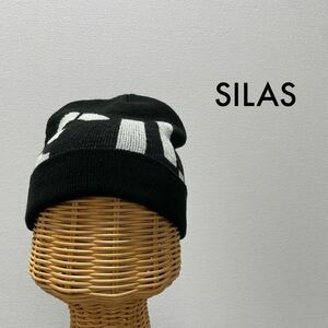 SILAS サイラス ニット帽 キャップ 帽子 KNIT CAP ビッグロゴ ビーニー ワッチ 日本製 ブラック 玉SS1442