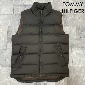 TOMMY HILFIGER トミーヒルフィガー Down Vest ダウンベスト ナイロン ジップアップ 刺繍ロゴ 裾ドローコード チャコールグレー 玉SS1469