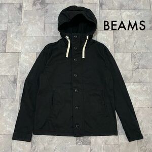Beams ビームス ジップアップジャケット hoodie フード ダブルジップ ブラック サイズM 玉SS1479