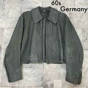 60s Germany ドイツ軍 submarine サブマリン レザージャケット ユーロ ミリタリー 1964 Leather jacket vintage ヴィンテージ 玉SS1473