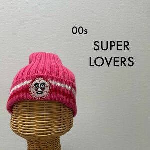 00s SUPER LOVERS スーパーラヴァーズ LOVERS HOUSE ニット帽 帽子 キャップ ビーニーワッチ ストリート 刺繍ロゴ レディース 玉SS1506