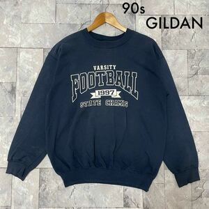 90s GILDAN ギルダン sweat スウェット トレーナー 4段プリント FOOTBALL CHAMPS 1997 ヴィンテージ ネイビー サイズM 玉FL3406