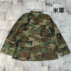 90s 米軍 ミリタリー BDUジャケット COAT WOODLAND CAMO 95年 ウッドランドカモ フィールドジャケット US ARMY ヴィンテージ 玉SS1516