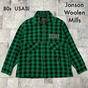 80s USA製 Johnson Woolen Mills ジョンソンウーレンミルズ バッファロージャケット ウール ヴィンテージ YKKUSA チェック 玉SS1528