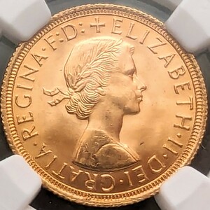 ★1円スタート 金貨 鑑定 1963年 イギリス ヤングヤングエリザベス 1ソブリン金貨 1SOV ロイヤルミント 鑑定 NGC MS65 金貨,銀貨を多数出品