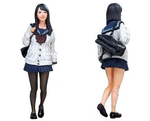 ミニチュア 女性 日本人 JK 女子高生 制服 登校 1/20スケール フィギュア コレクション おもちゃ 樹脂 レジン 未塗装 未組み立て p681