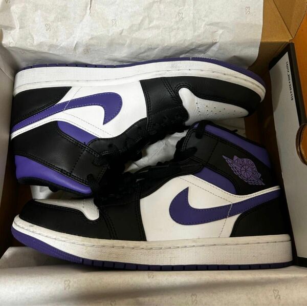 Air Jordan 1 Mid Black/Court Purple 27cm