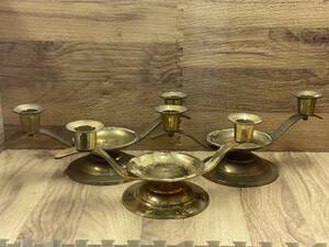  antique manner .. establish candle stand made of metal 3 piece set 