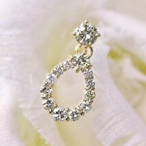 【新品・未使用】1円～最落無 天然ダイヤモンド 計1.16ct,ミニ鑑別付,K18YG 揺れながら上品に輝く オープンスタイル ダイヤモンド ピアス_画像3