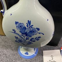 07362 デルフト DELFT De Porceleyne Fles 花瓶　水差し　陶器ボトル 置物 未使用　箱付　花柄　原価4万_画像8