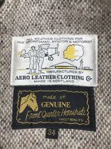 【スコットランド製】Aero Leathers/エアロレザー ホースハイド HALFBELT/ハーフベルト シングルライダース ジャケット/34/茶/飛行機タグ_画像5