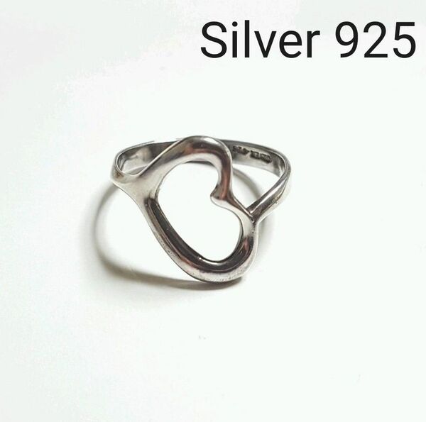 オープンハート シルバー925 S925 銀 リング 指輪 ハート型 スリム リング アクセサリー 指輪