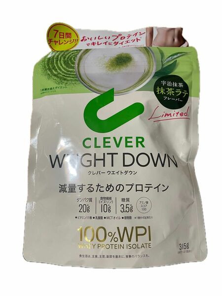 クレバーウエイトダウンプロテイン [1食置き換えダイエット 100%WPI] 抹茶ラテ味 315g 賞味期限2025.9