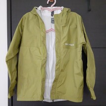 mont-bell　150size　上下　グリーン レインウェア 雨具_画像1