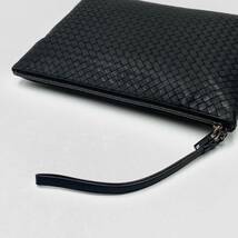 1円【高級品】BOTTEGA VENETA ボッテガヴェネタ メンズ イントレチャートレザー セカンドバッグ クラッチバッグ ハンド ブラック 黒色_画像8