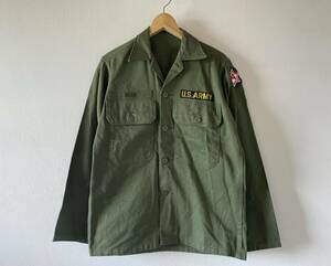 DEAD◎60s 米軍実物 US-ARMY 1st後期 筒袖 コットンサテン BDUシャツ SMALL◎