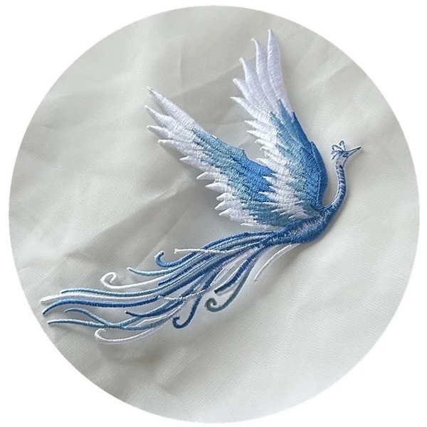 2点セット　アイロンワッペン　刺繍　繊細なパッチ　高品質　フェニックス　鳳凰　鳥