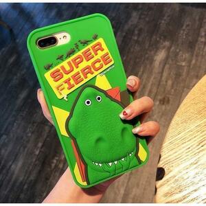 iPhoneケース　恐竜　立体3D　耐衝撃　高品質シリコン　グリーン