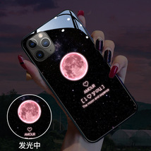 iphone14 13　スマホケース　鮮やかネオンの七彩色　着信　光る　お月様　MOON　満月_画像1
