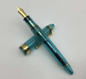 ⑤ 万年筆 SAILOR セーラー FOUNDED 1911 ペン先 21K 875 H-MF スケルトン アクアブルーグリーン クリア青緑軸 筆記可能 筆記用具 文房具