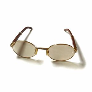 美品 Cartier カルティエ トリニティ ウッドテンプル 眼鏡 サングラス 135b 5322 ゴールド ヴィンテージ