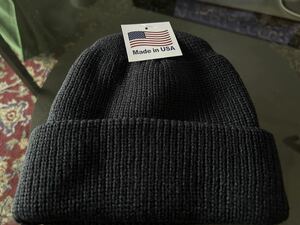 新品未使用 MADE IN USA ACRYLIC KNIT CAP USA製 ニットキャップ ニット帽　ネイビー