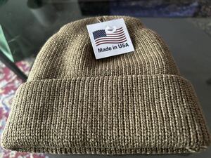 新品未使用 MADE IN USA ACRYLIC KNIT CAP USA製 ニットキャップ ニット帽　コヨーテ