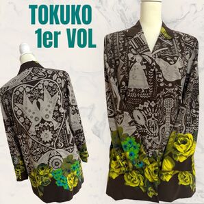 【TOKUKO 1er VOL】オーバーブラウス 花柄 イラスト 鳥 百貨店