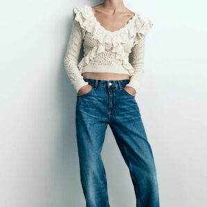 ZARA フリルトリム ニット セーター L