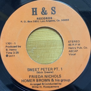 FRIEDA NICHOLS HOMER BROWN & HIS GROUP SWEET PETER 45's 7インチ