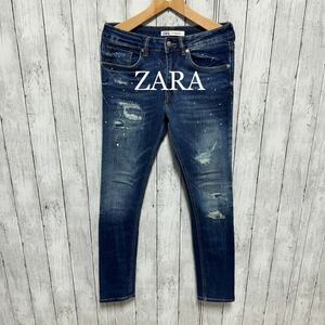 ZARA ダメージペンキ加工ストレッチスキニーデニム！W29