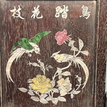 旧蔵 中国 清代 古花梨木彫 嵌彩貝 鳥踏花枝屏風 挿屏 時代物 中国古美術 極細工 木彫り 置物 賞物 唐物 HLM10_画像3