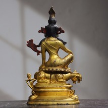 中國 清代 チベット仏教 銅製塗金 騎獣度母 仏像 仏教古美術 供養品 細密彫 時代物 置物 中国古美術 唐物 YF215_画像7