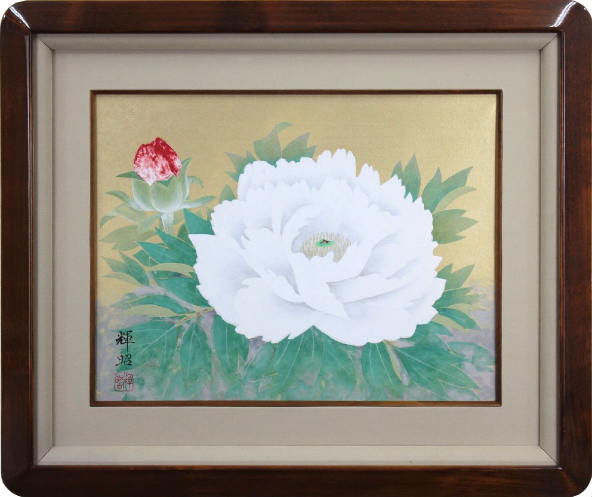 Peinture japonaise Teruaki Yagi Pivoine Blanche [Authentique Garanti] Peinture - Galerie Hokkaido, Peinture, Peinture japonaise, Fleurs et oiseaux, Faune