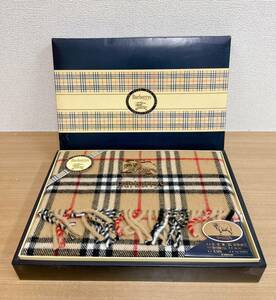 ☆【 BURBERRY◆バーバリー ブランケット 65×120cm】ひざ掛け /FLOOR TYPE BED LINEN /ウール100％ /U62-125