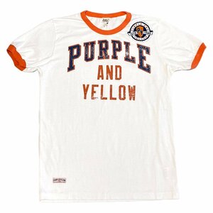 新品正規70％OFF PURPLE&YELLOW パープル＆イエロー Tシャツ S 白オレンジ トリムT リンガーT ワッペン タイト c0201s st