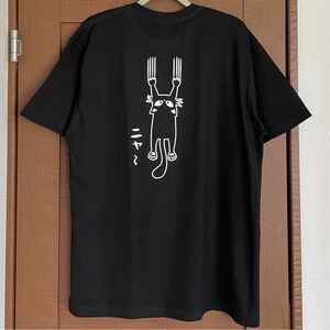 Tシャツ XLサイズ メンズ レディース 猫 おもしろ ティシャツ バックプリント ブラック 半袖 半袖Tシャツ 黒