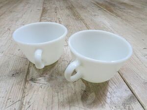 [USED/ American buy / Vintage ] PYREX/ Pyrex milk glass tea cup 2 piece for searching = Old Pyrex / coffee cup /E0218