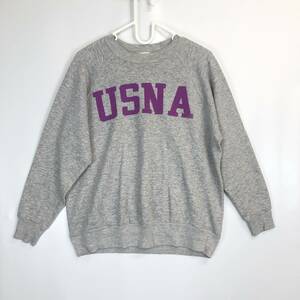 90s UNKNOWN USNA スウェット ラグラン グレー 染み込みプリント