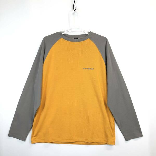 日本製 モンベル(montbell) ジオライン3Dメッシュ ラグランロングスリーブ シャツ オレンジ グレー Men's 1104589 XLサイズ